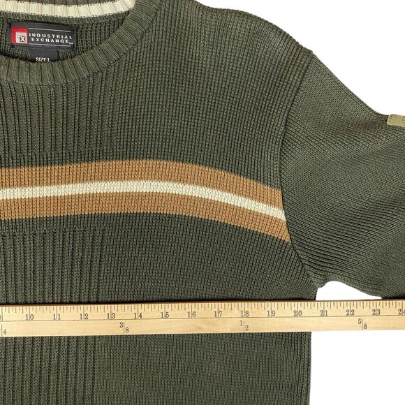 Vintage Industrial Exchange Sweater L Green Stripe Crewneck Outdoors Heritage - Picture 7 of 7
